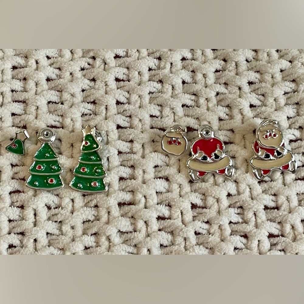 Vintage AAI Christmas Tree and Santa Earrings